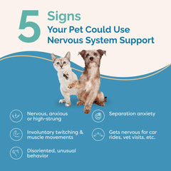 PranaPets nervous system support drops ready for daily administration to pets.