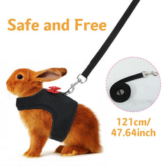 Prasacco bunny harness dual safety buckles closeup highlights escape-proof security for small pets.