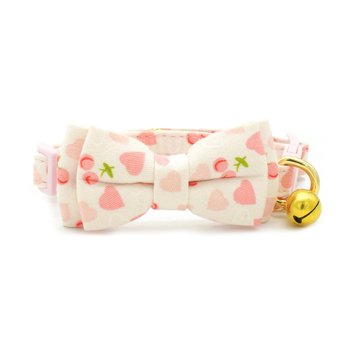 Prazcci cat collar with heart pink bow on soft cotton for comfortable daily wear.