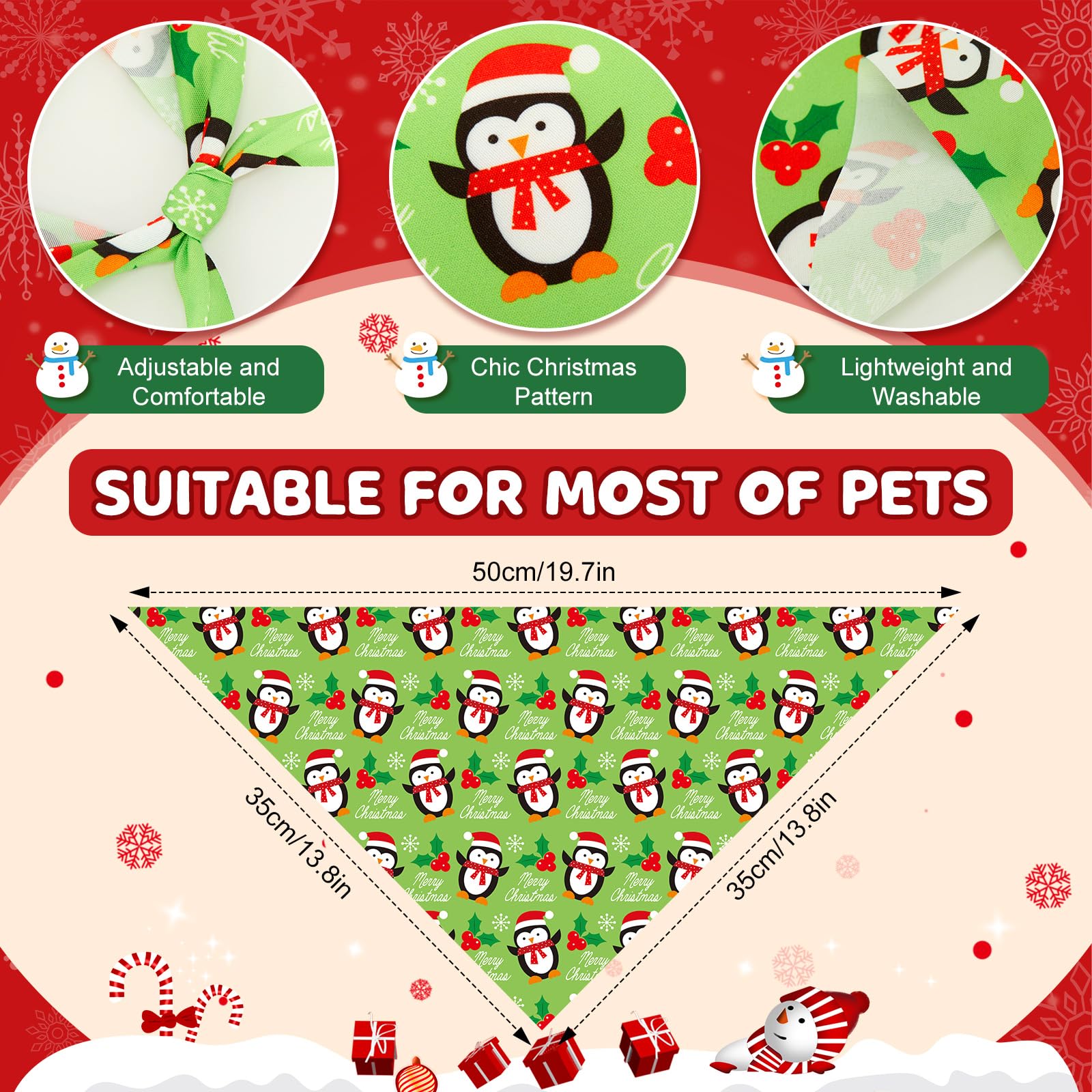 Preboun Christmas dog bandana reindeer design for holiday look