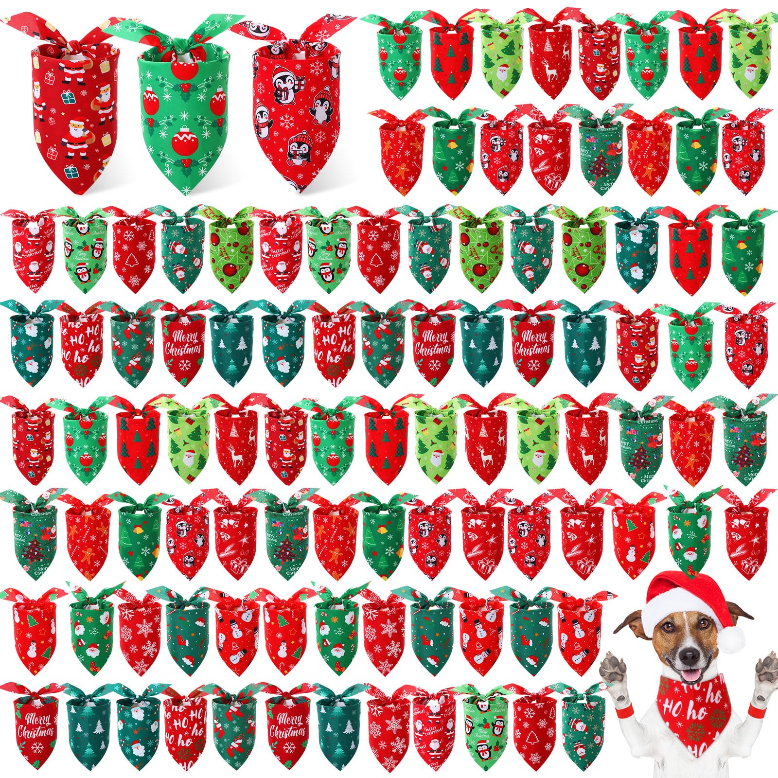 Preboun Christmas dog bandana Santa design for festive photos