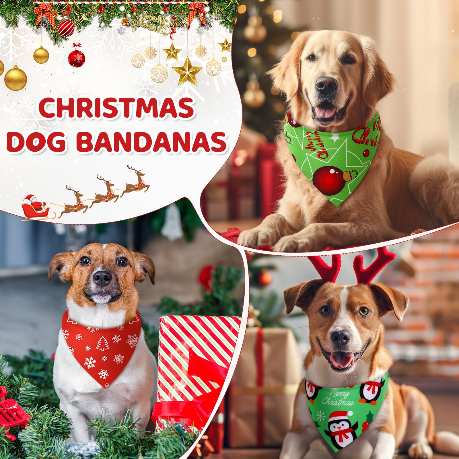 Preboun Christmas dog bandanas packaging showcase for adoption events