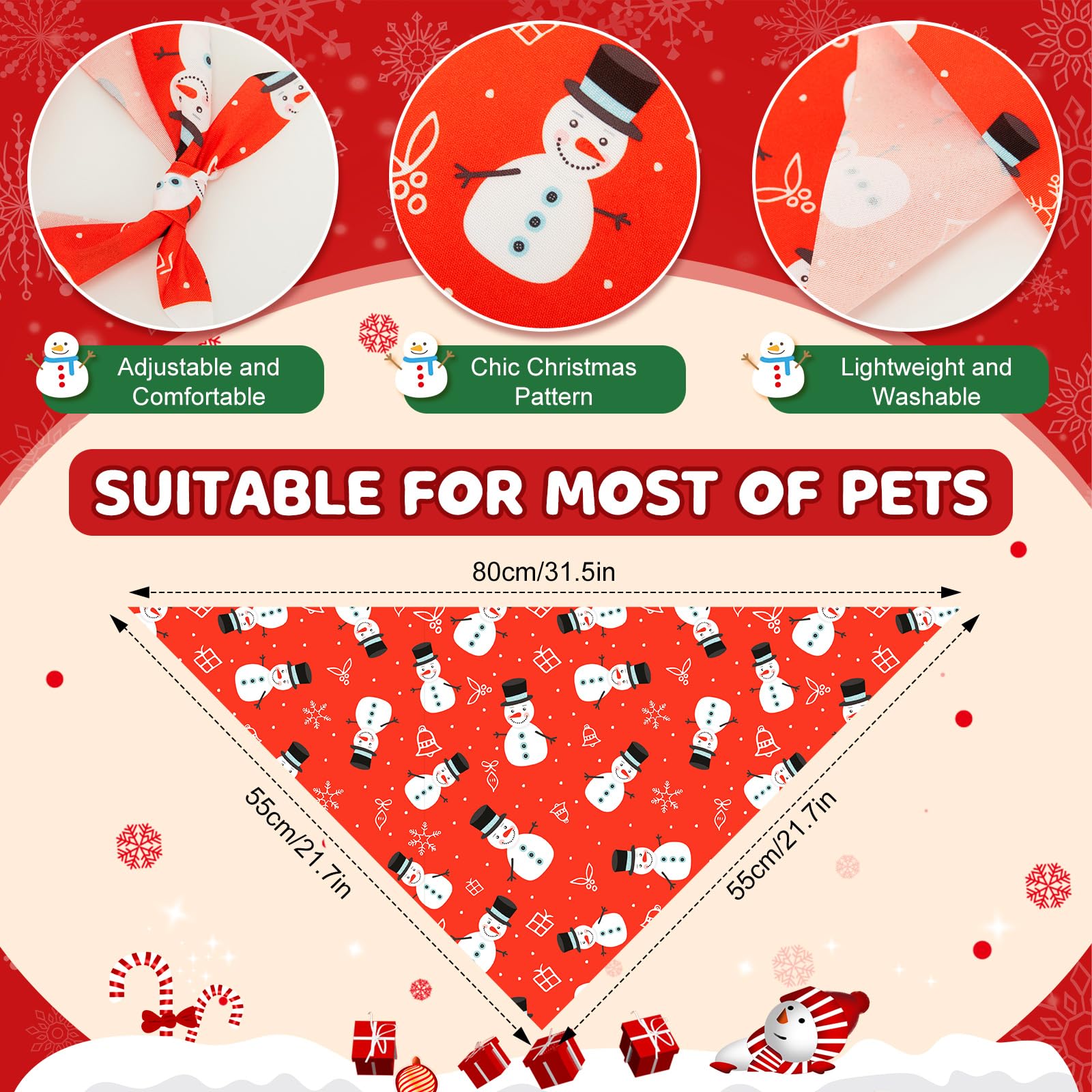 Preboun Christmas dog bandanas Santa design for adorable seasonal photoshoots