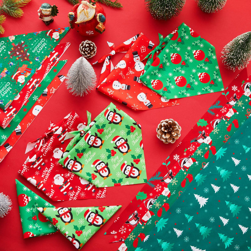 Preboun Christmas dog bandanas tree pattern for family outings