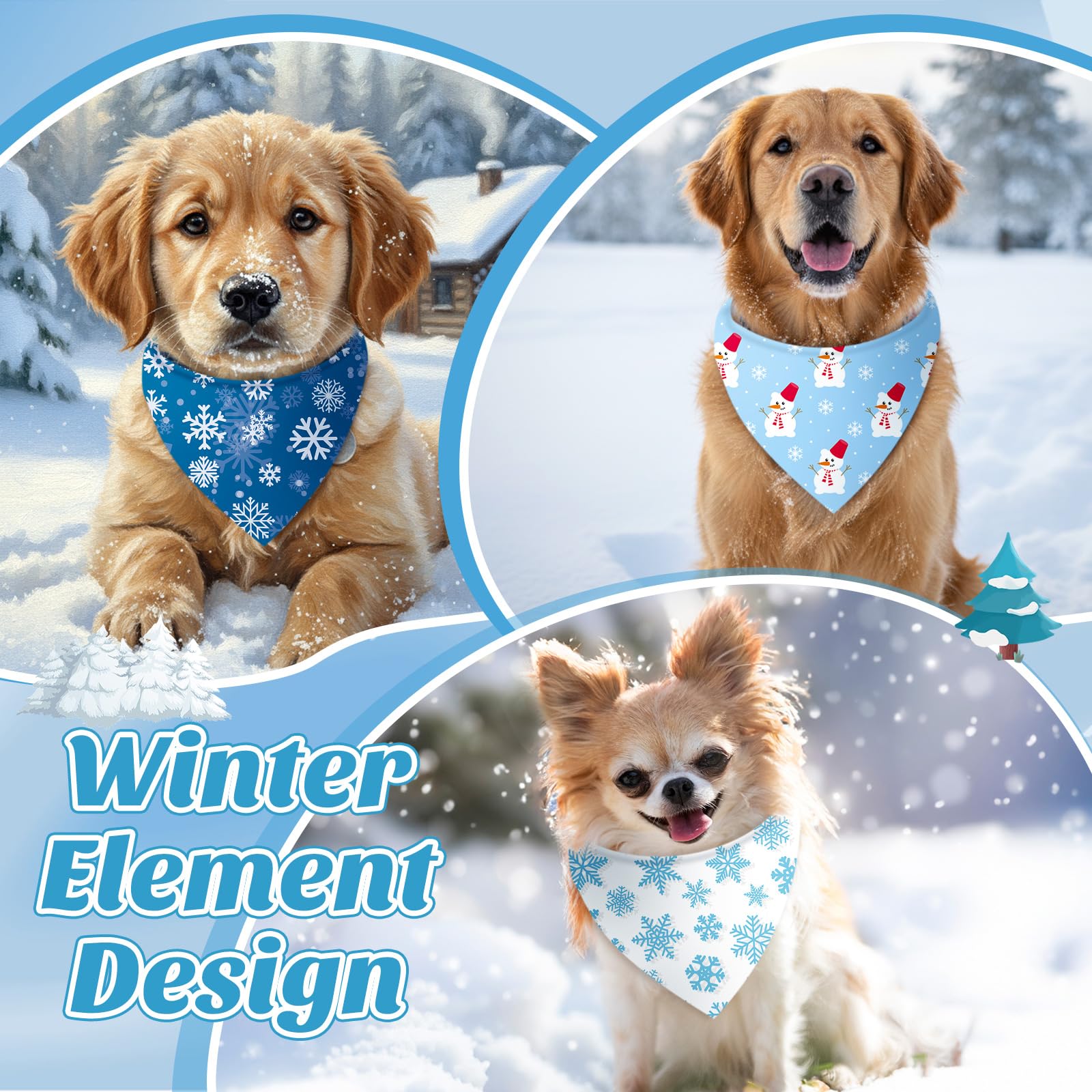 Preboun winter dog bandana polar bear design for cute outfits.