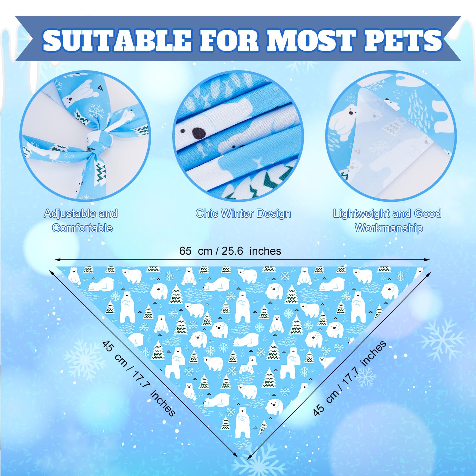 Preboun winter dog bandana polar bear motif for cozy winter look