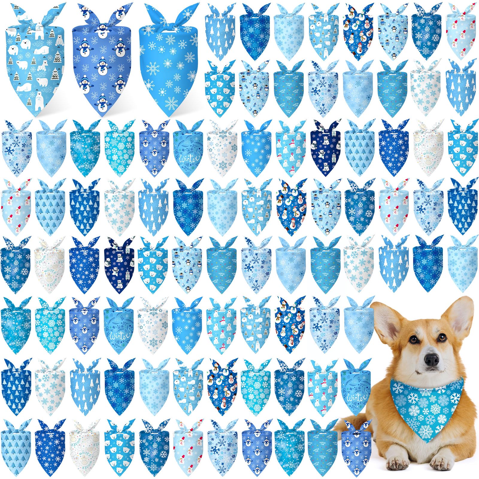Preboun winter dog bandana snowflake design for festive pet photos.