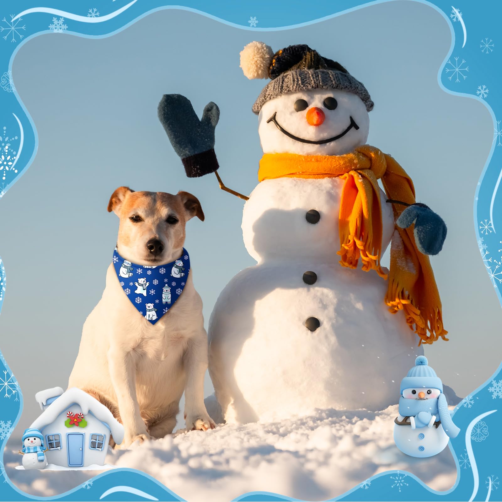 Preboun winter dog bandana snowflake design for holiday costumes.