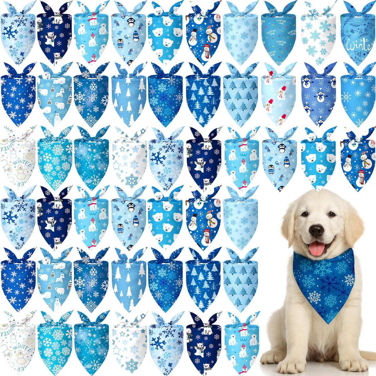 Preboun winter dog bandana snowflake design for festive photo ops