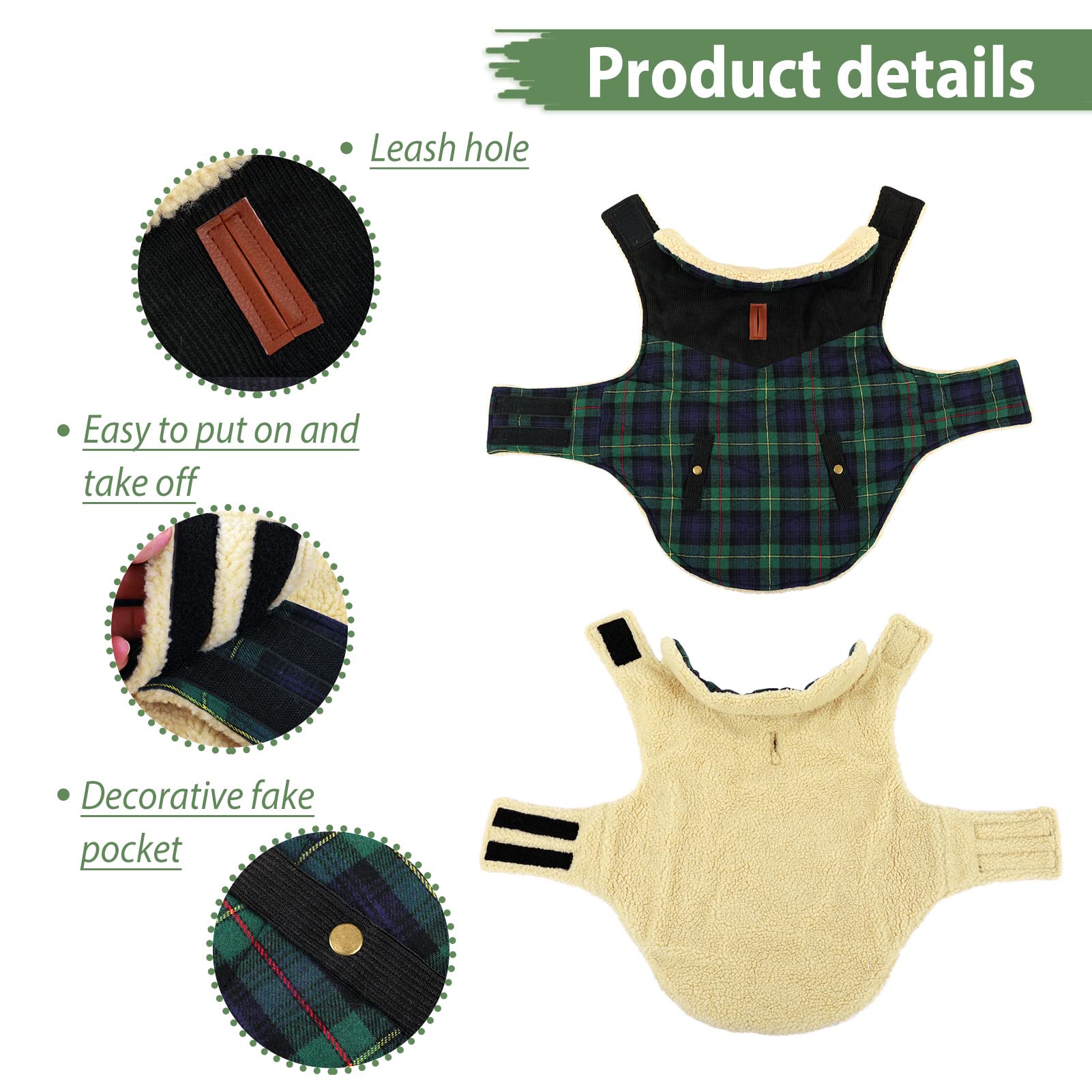 Preferhouse dog coat windproof green M strap fastening for easy on/off