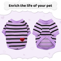Preferhouse striped purple dog shirt on French Bulldog highlights cute styling and comfort.
