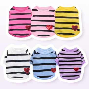 Preferhouse striped dog shirt laid flat reveals durable stitching and size options.