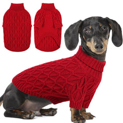 Preferhouse dog sweater medium red front view shows cozy warmth for chilly walks