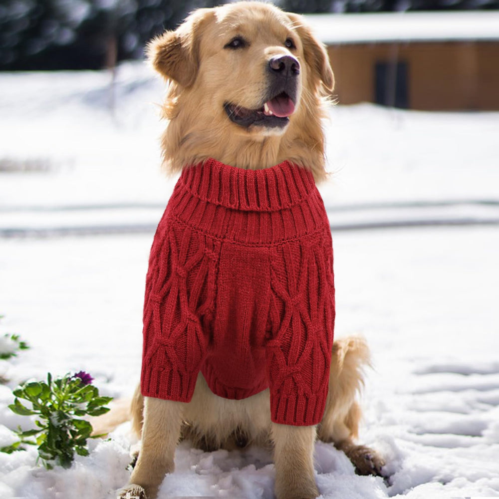 Preferhouse dog sweater medium red neck detail features turtleneck warmth