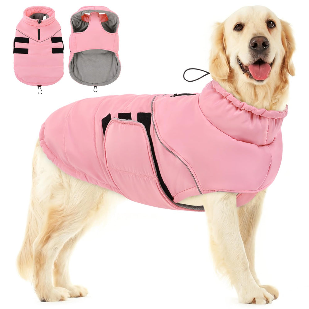 Preferhouse extra-large pink dog coat front view for warm winter walks