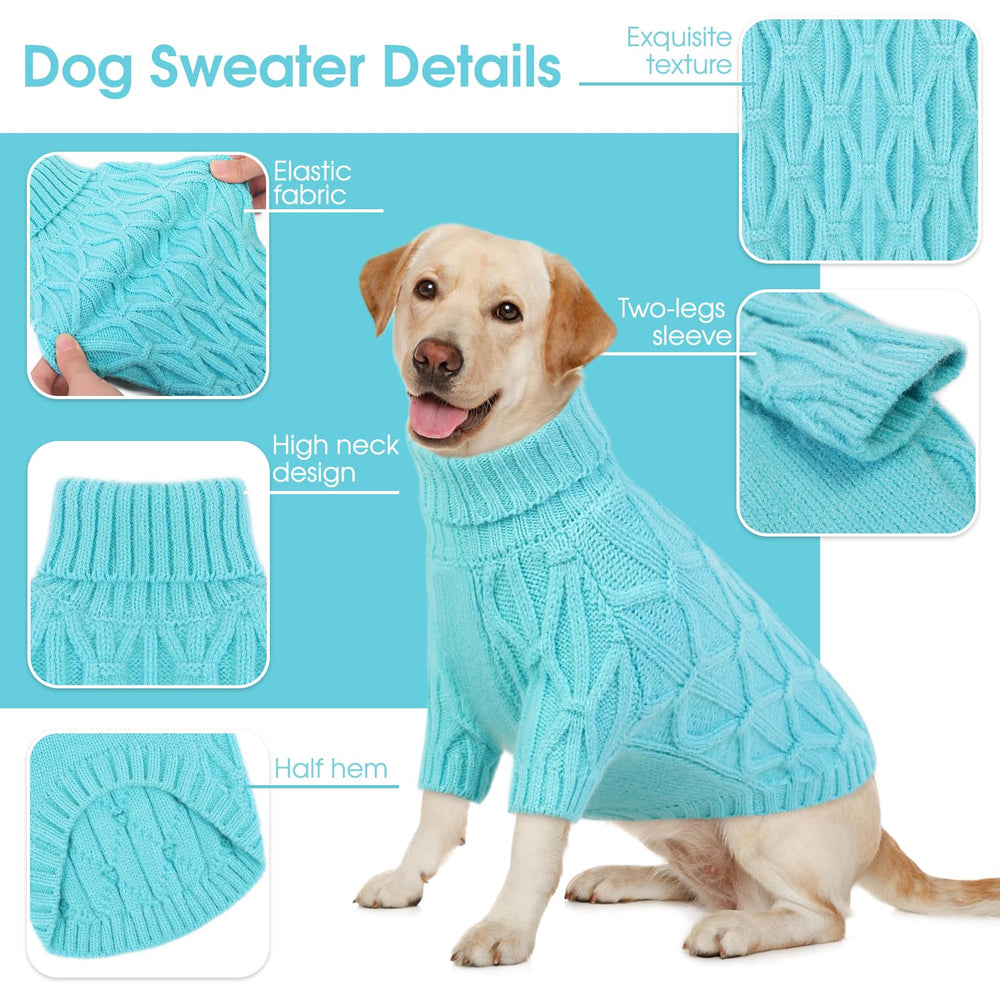Preferhouse XS dog sweater lakeblue on-pup shot shows cozy, durable knit for daily wear