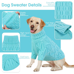 Preferhouse XS dog sweater lakeblue on-pup shot shows cozy, durable knit for daily wear