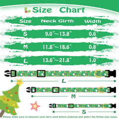 PREHAI Green Christmas dog collar bright-colors pattern showcases festive style.