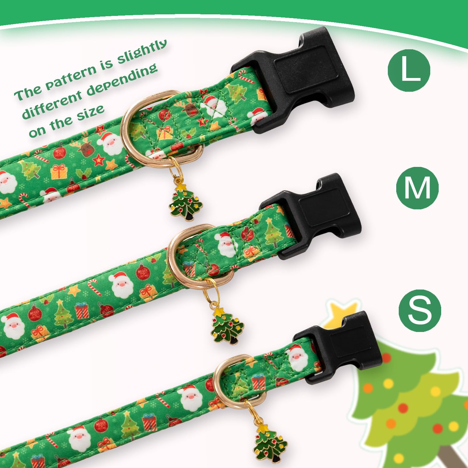 PREHAI green-christmas-dog-collar pendant-charm adds festive charm.