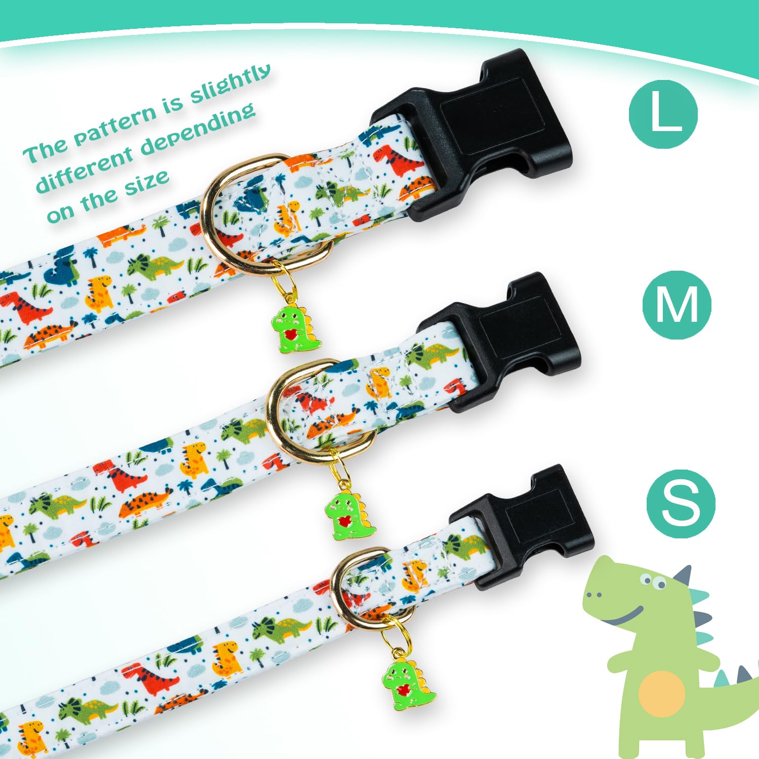 PREHAI white dinosaur charm collar highlighting playful design