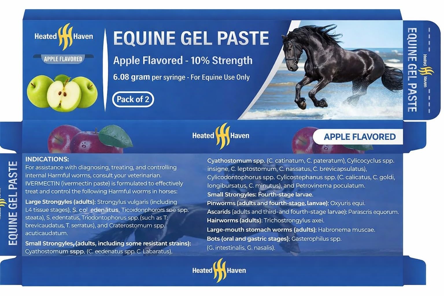 Premium Horse Paste Gel apple-flavored syringe designed for multiple dosing sessions.