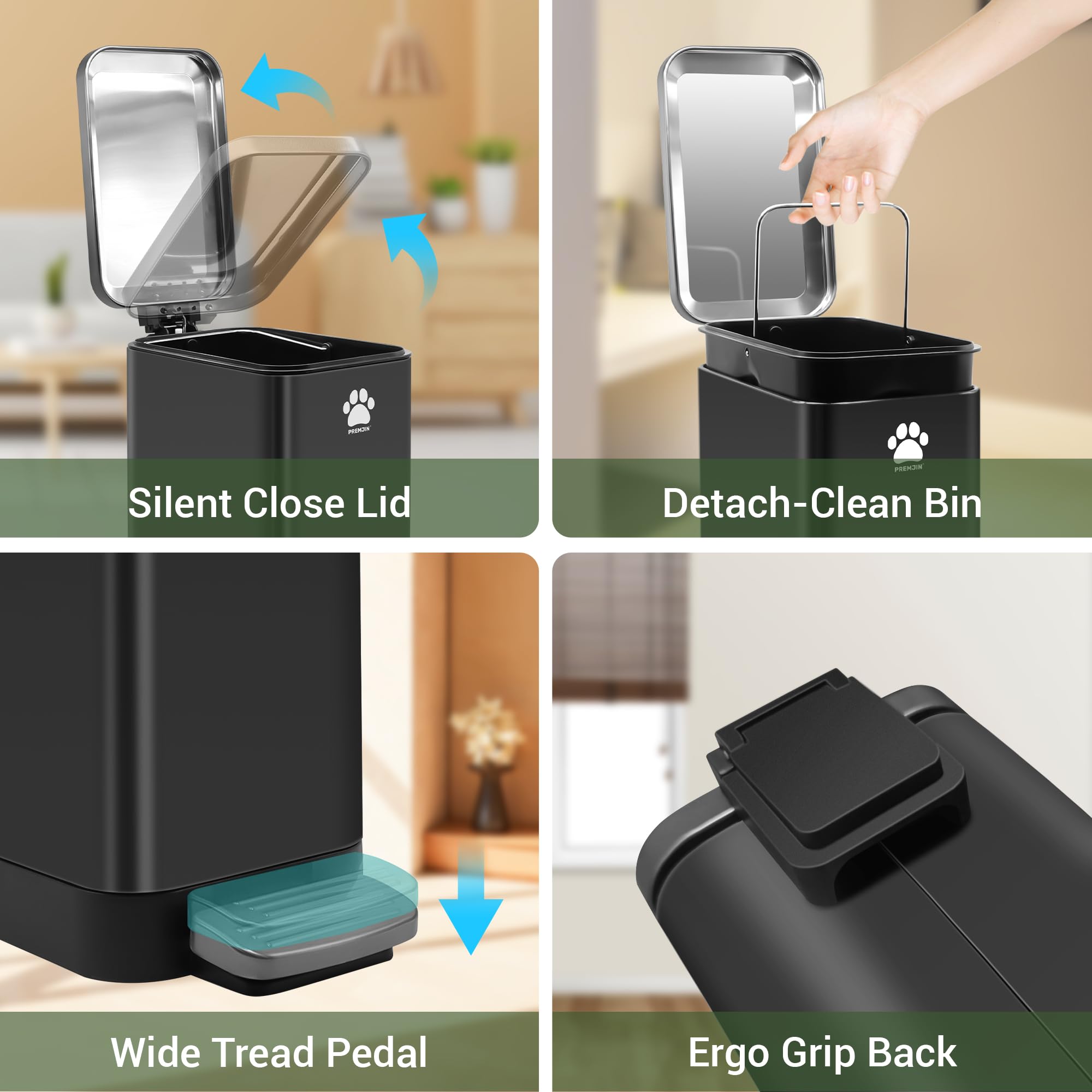 PREMJIN removable inner bucket with carrying handle for hygienic disposal.