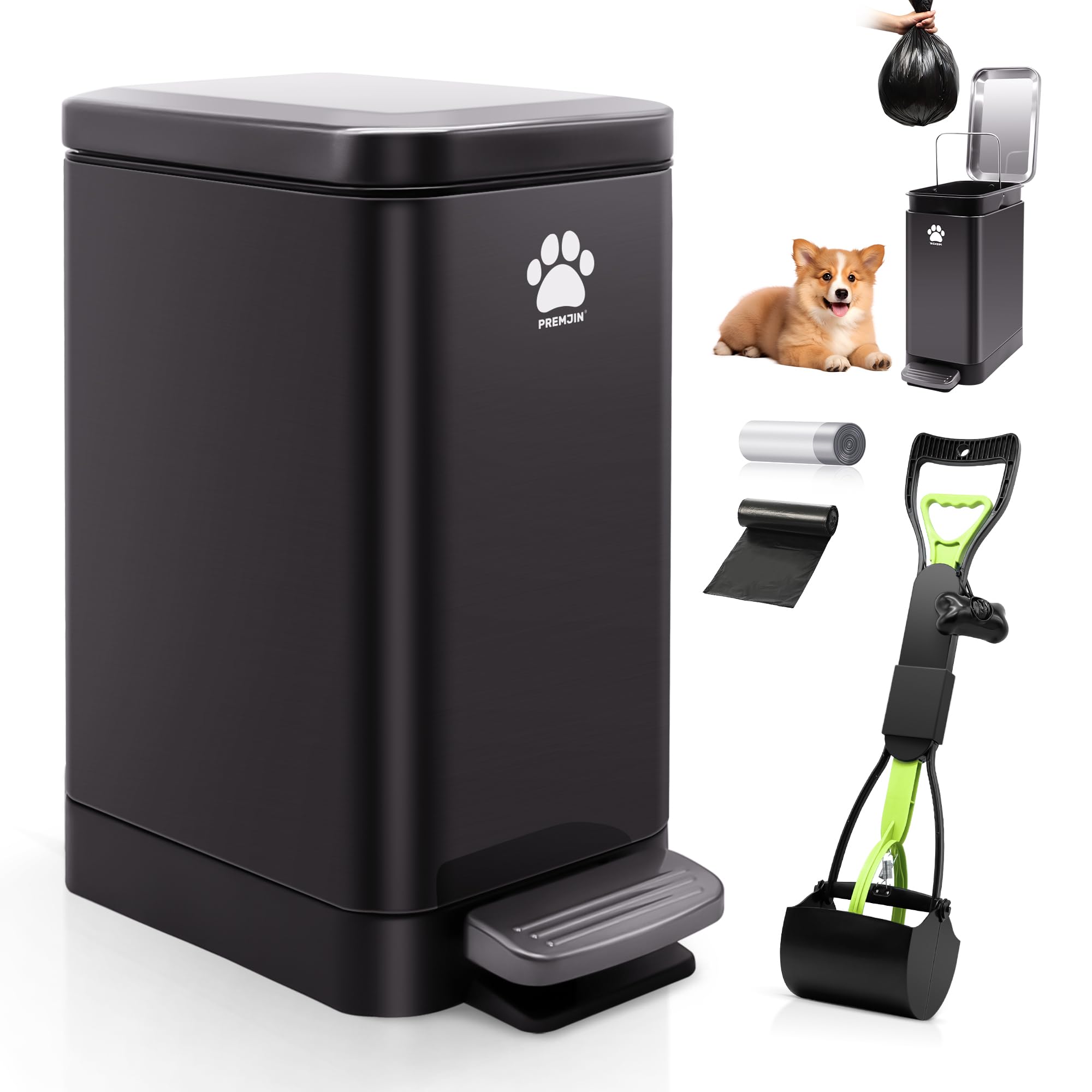 PREMJIN outdoor dog poop trash can with lid keeps yards odor-free.