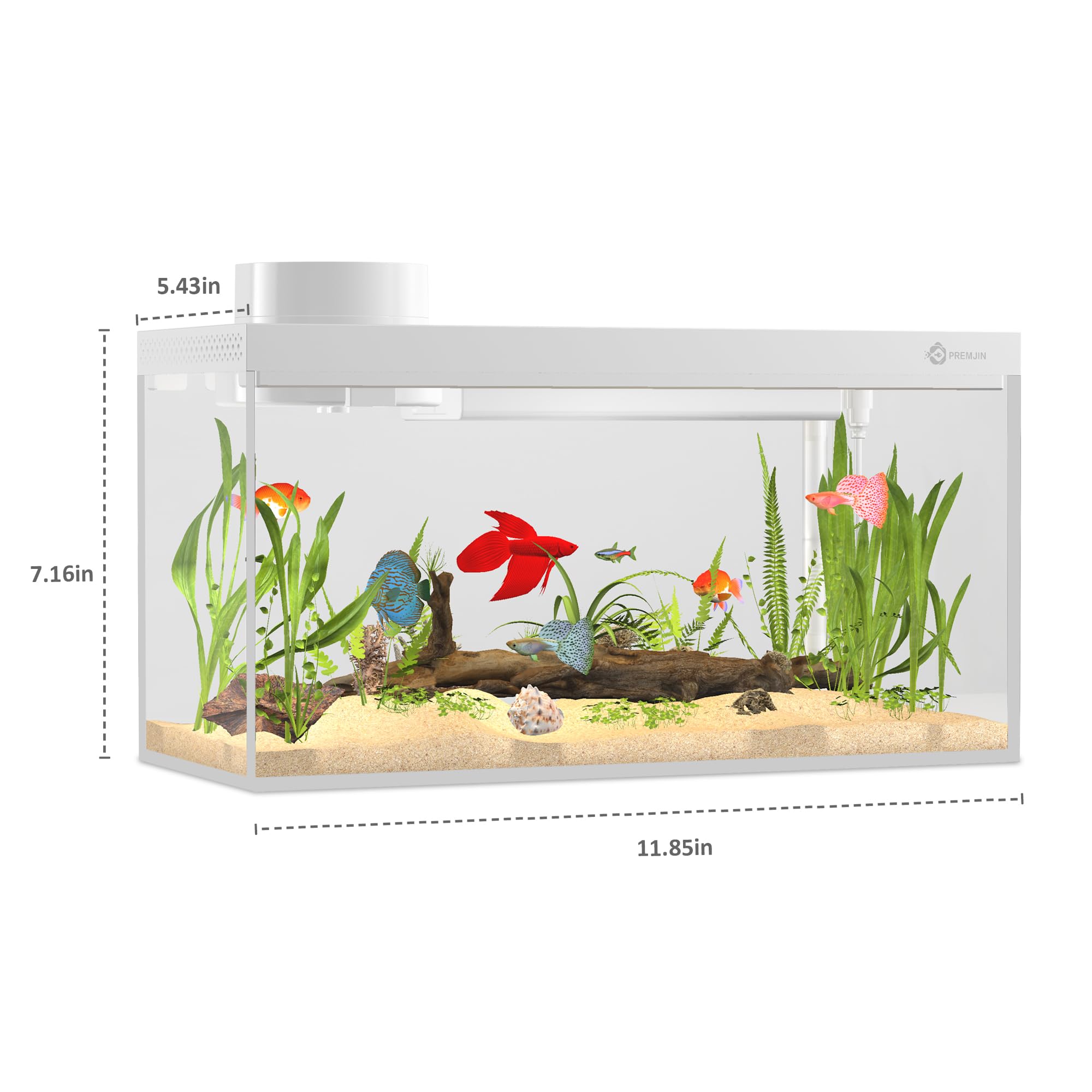 Premjin magnetic cleaner included for quick tank upkeep