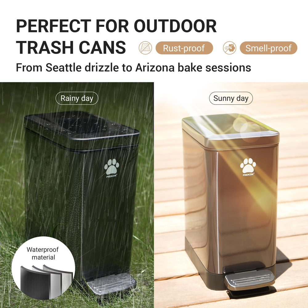 PREMJIN weatherproof outdoor can works on grass or concrete.