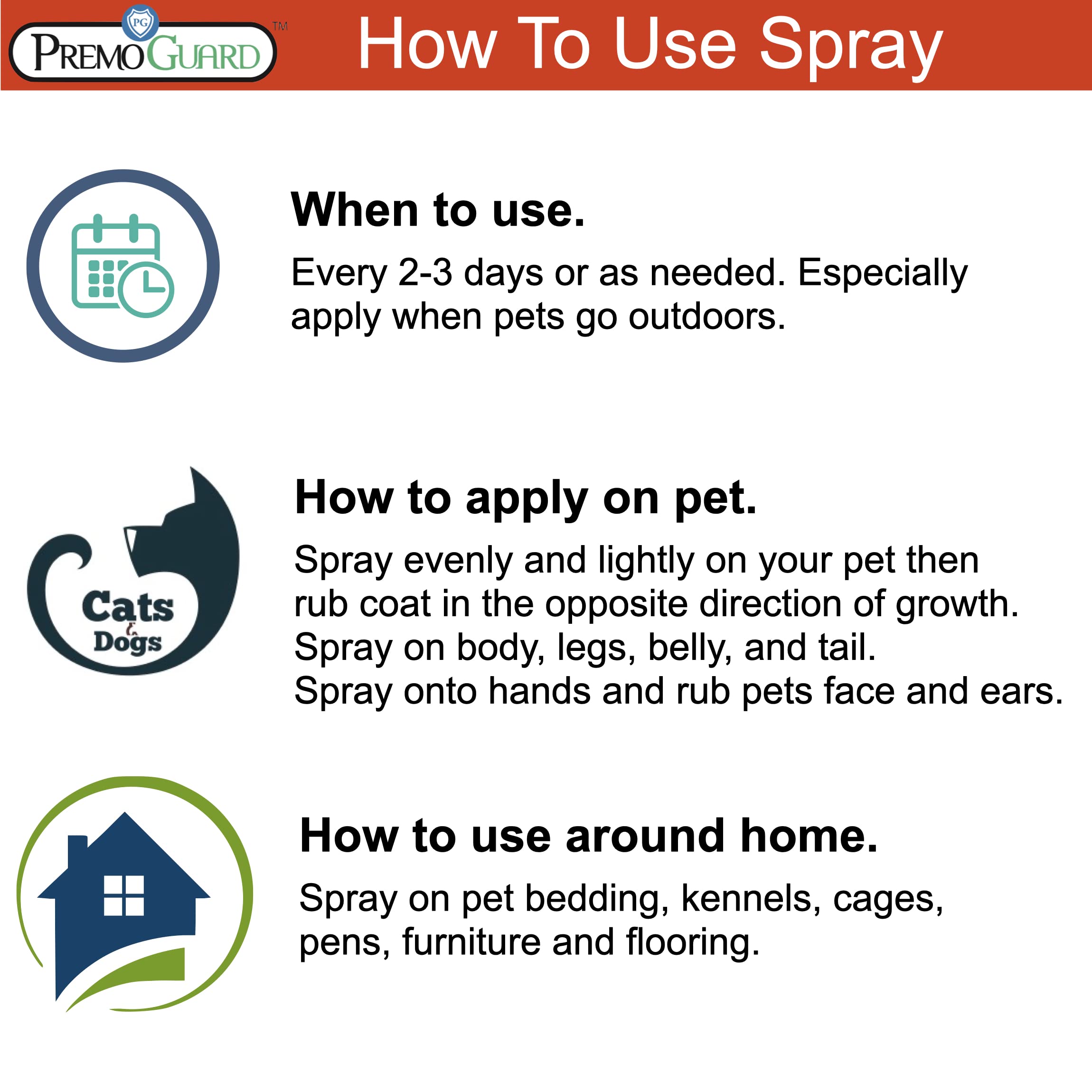 Premo Guard being sprayed on a cat demonstrates gentle, pet-safe protection.