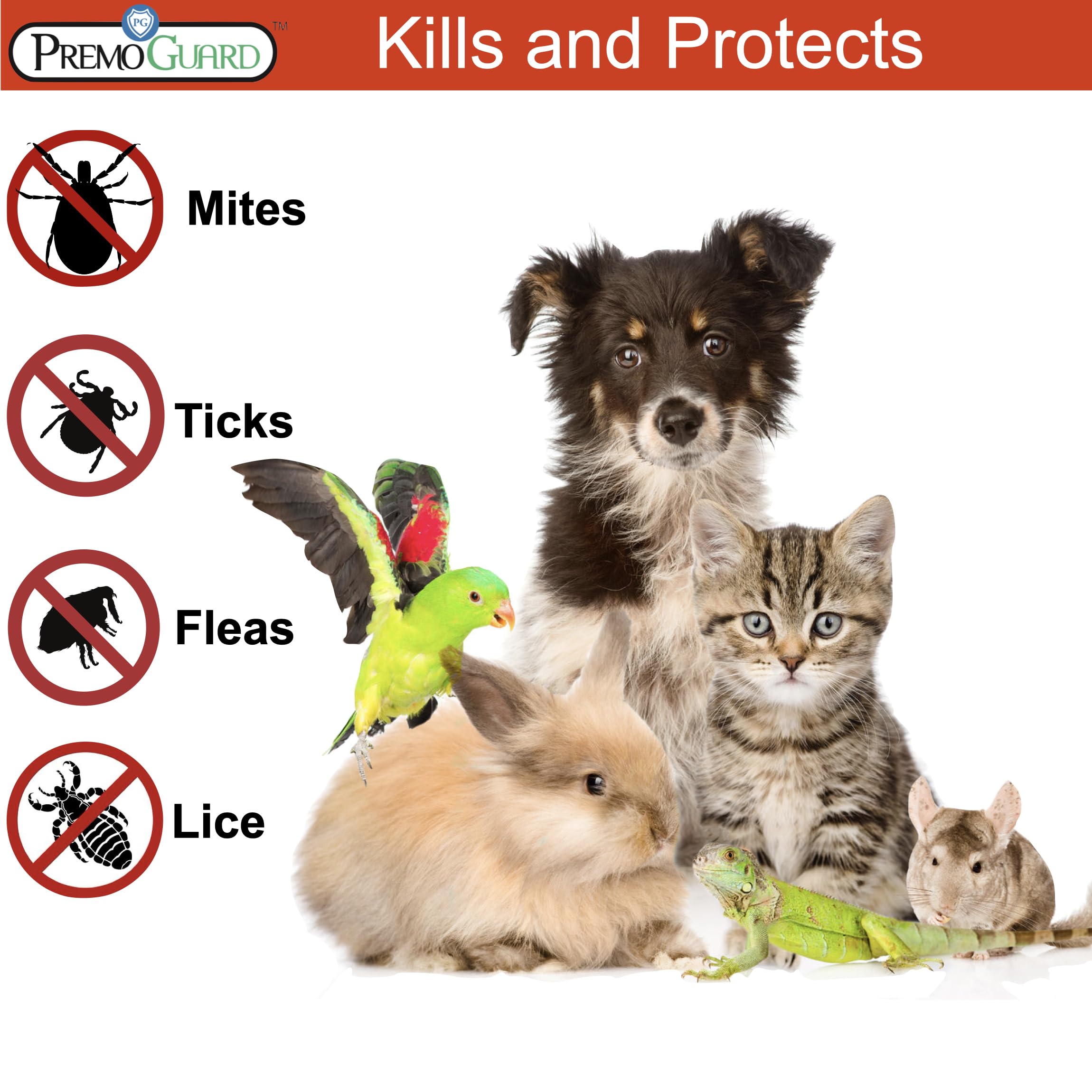 Premo Guard pet protector spray on cat fur for gentle, non-toxic defense.