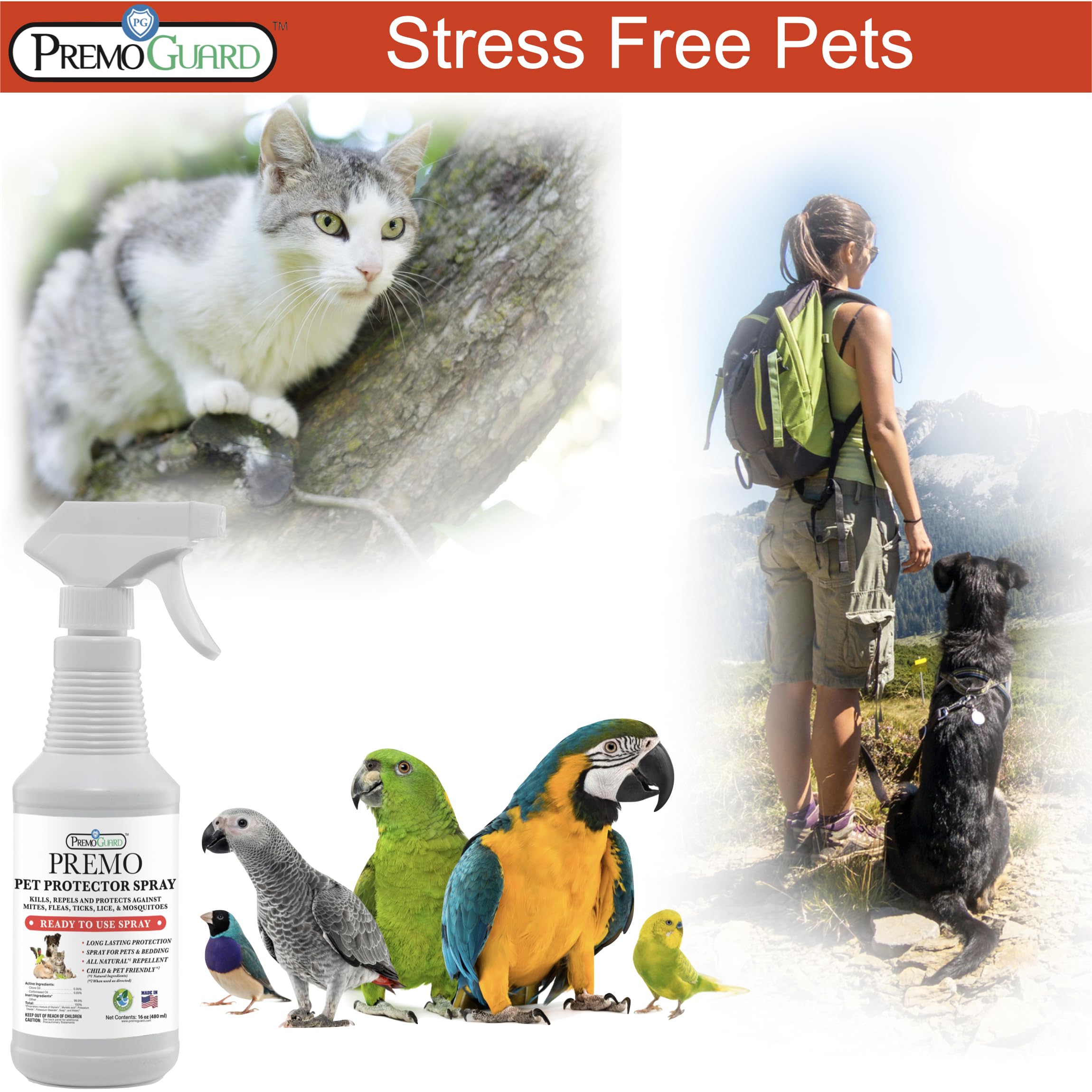 Premo Guard spray in outdoor area for safe, plant-based protection.