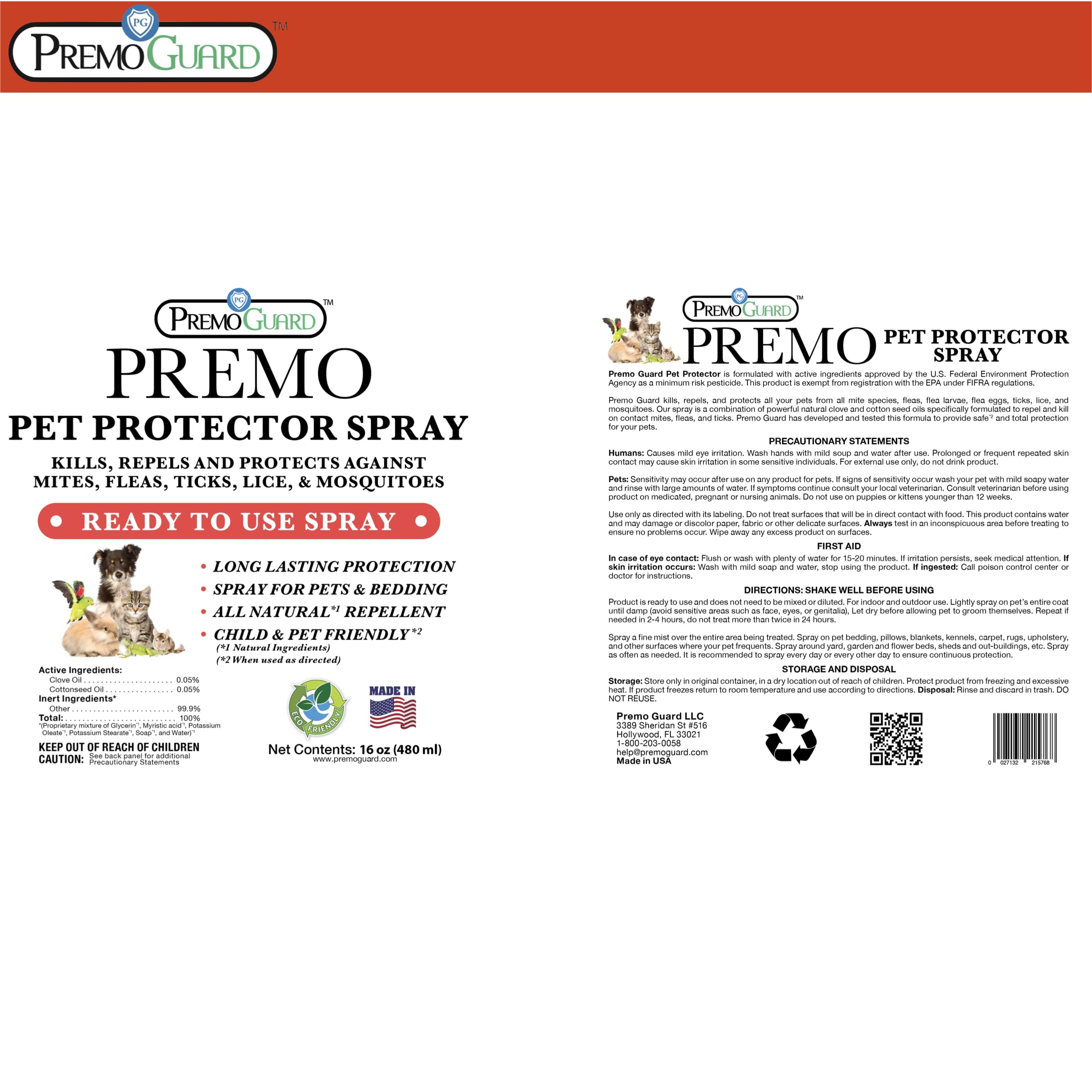 Premo Guard USA-made bottle emphasizes domestic production and safety.