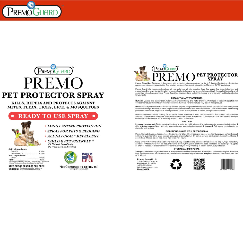 Premo Guard USA-made bottle emphasizes domestic production and safety.