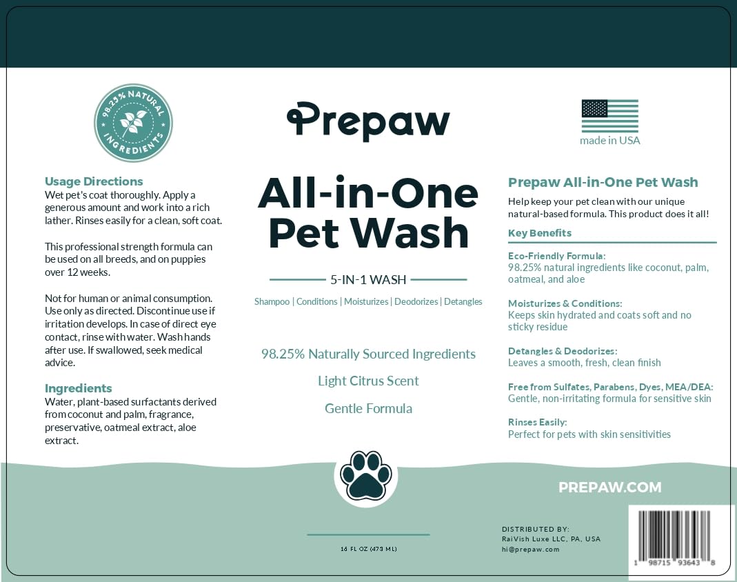 PREPAW Pet Wash happy-dog scene shows soft coat and fresh feel.