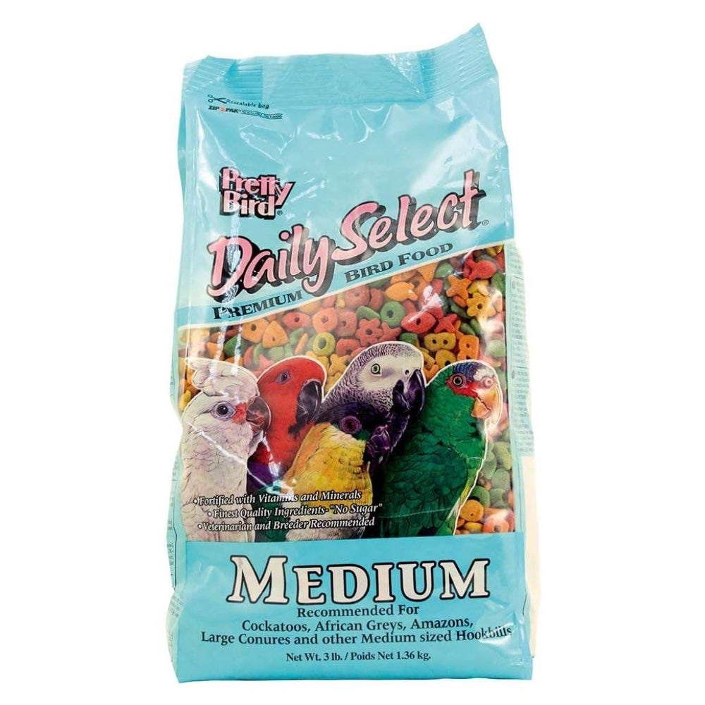 Pretty Bird Daily Select premium bird food 8lb bag for convenient daily feeding.