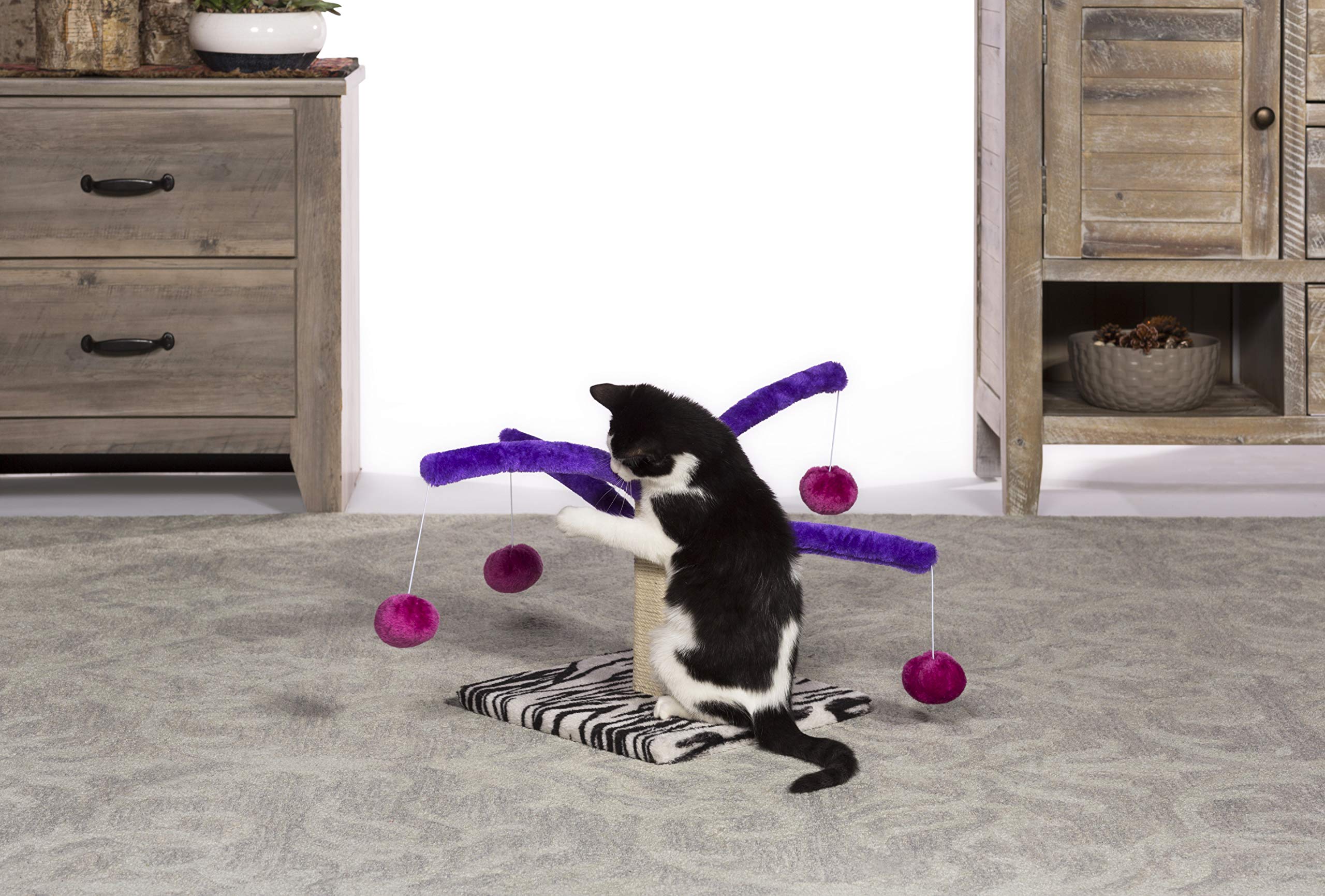 PH Prevue Hendryx Kitty Power Bounce Scratcher purple-fabric close-up soft plush cover