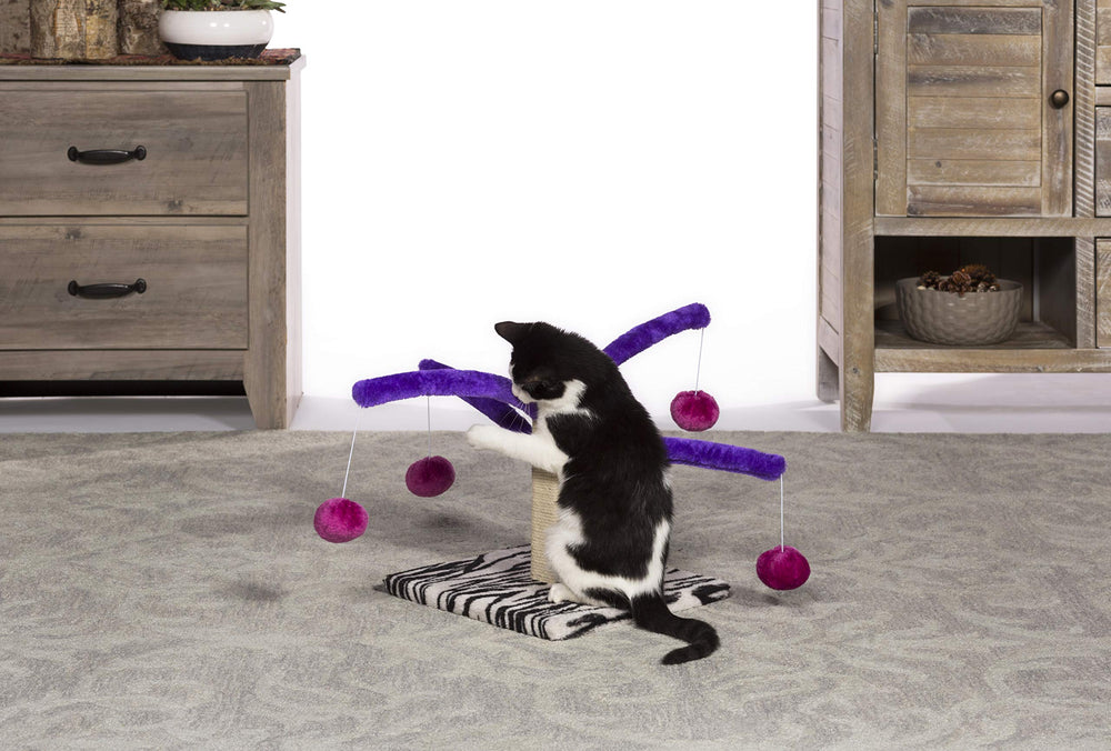 PH Prevue Hendryx Kitty Power Bounce Scratcher purple-fabric close-up soft plush cover