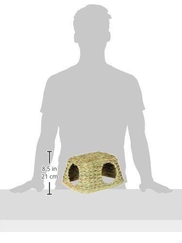 Prevue Hendryx Nature's Hideaway grass hut interior weave supports burrowing playtime.