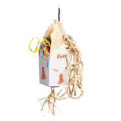 Prevue Pet Products Takeout toy carton closed invites foraging exploration for small to medium birds.