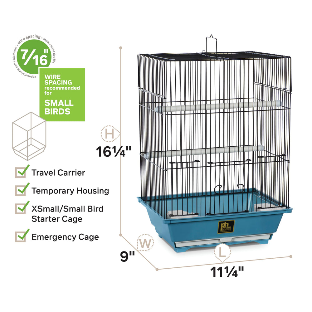 Prevue SP50021 slate bird cage interior shows cups and perches for quick setup