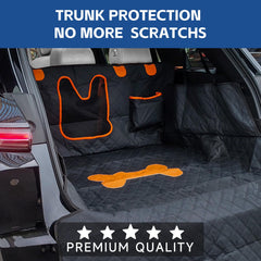 PREWERK Dog Cargo Liner SUV trunk setup shows full-area protection against dirt