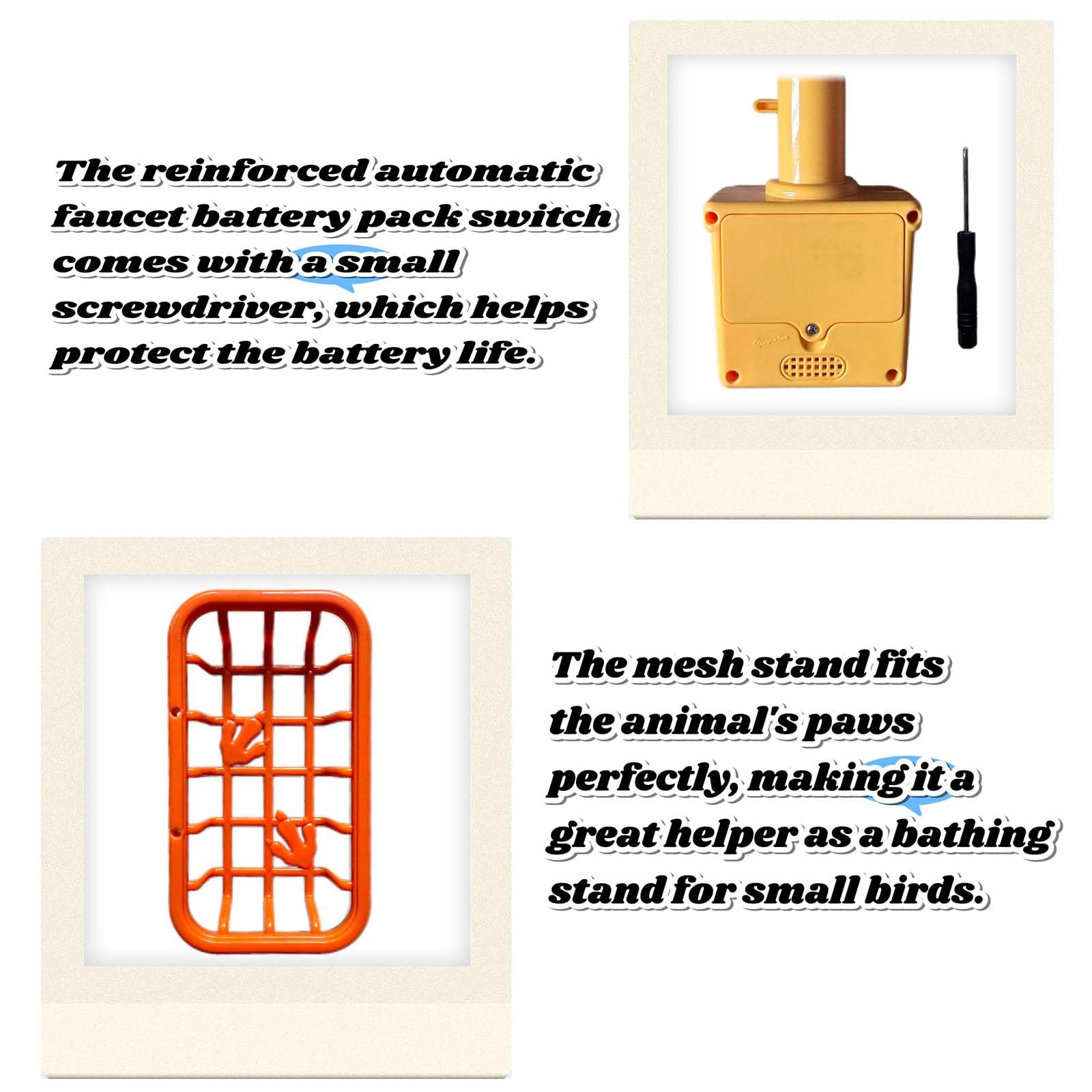 PRFOKEY Parrot Shower Box bath-depth view highlights safe, comfortable space for natural bathing.