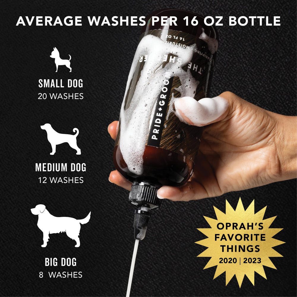 Pride and Groom gift box front view showing premium dog grooming set