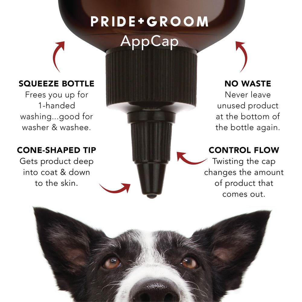 PRIDE AND GROOM Final Coat conditioner label shows lavender and marshmallow root for nourishment.