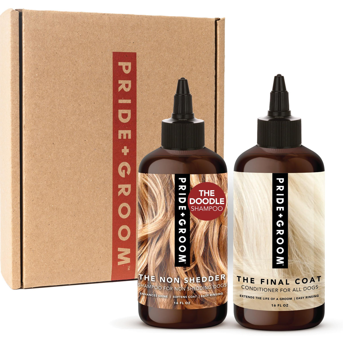 PRIDE AND GROOM Non Shedder bottle pour for even application and smoother coat.