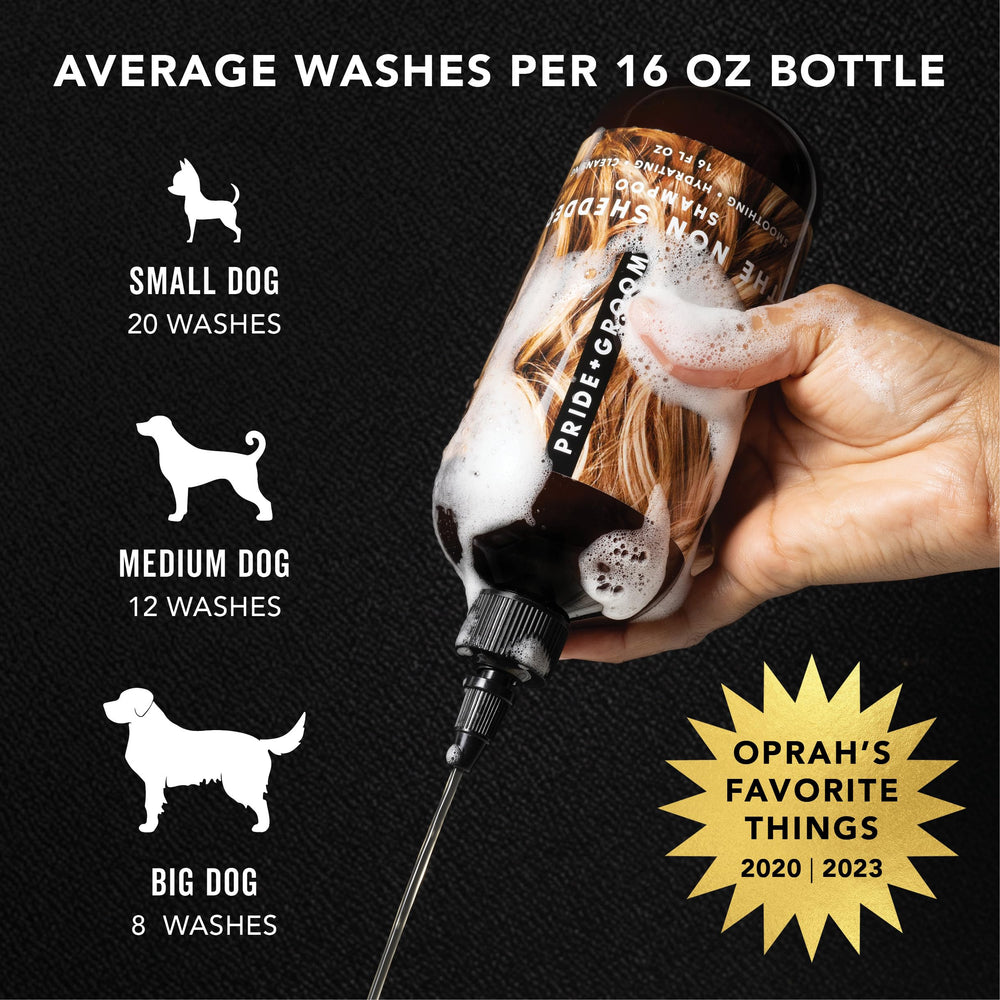 PRIDE AND GROOM Non Shedder shine bottle image for manageability and luster.