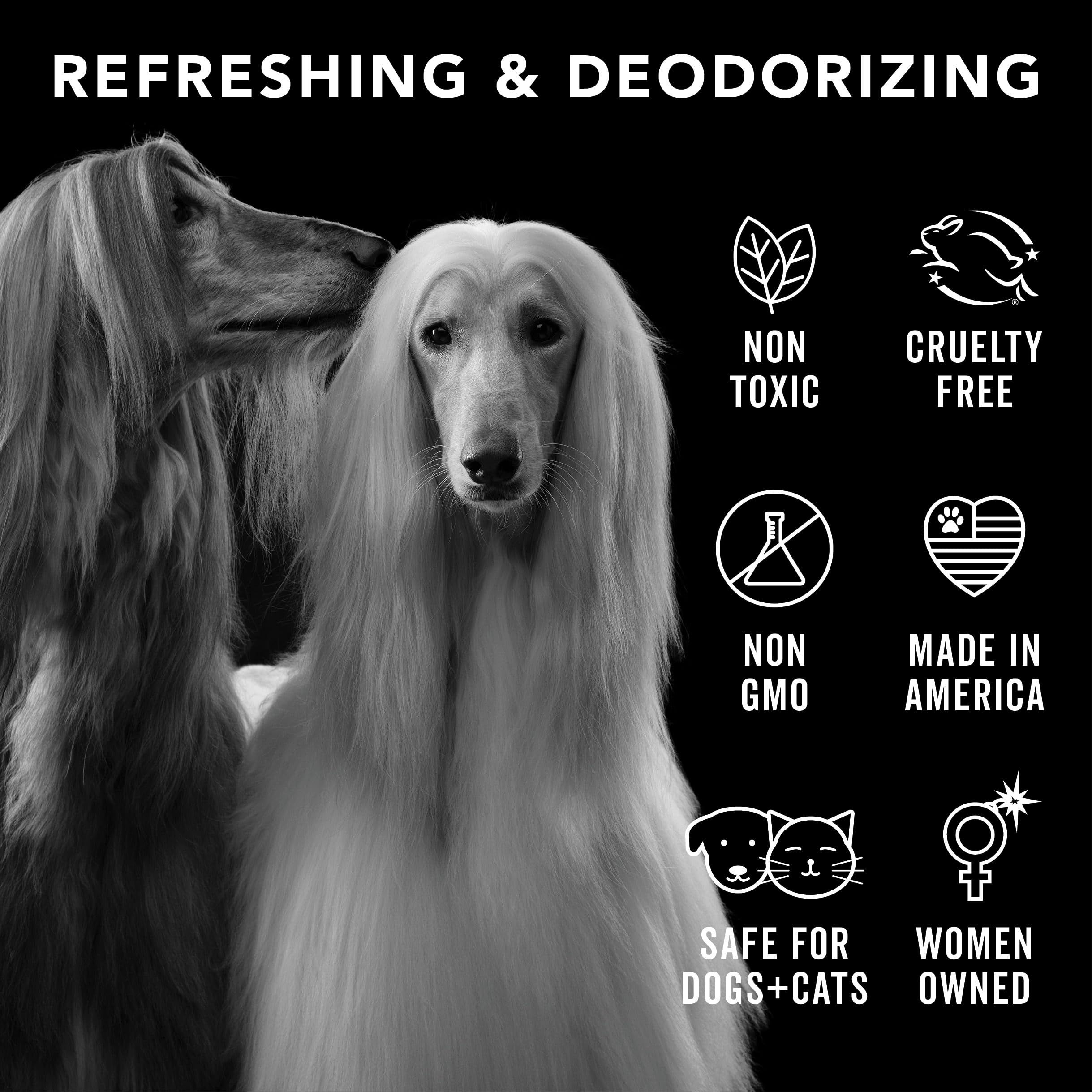 Pride and Groom Proud dog coat refresh spray on fur.