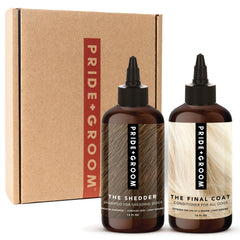 Pride and Groom The Shedder Shampoo bottle for deshedding and moisture on curly coats