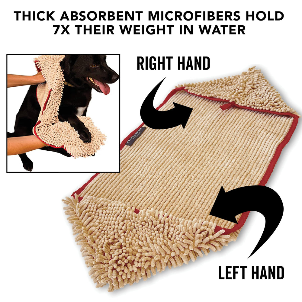 PRIDE AND GROOM The Towel with dual hand pockets for secure grip during bath time.
